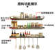 304 stainless steel kitchen storage rack wall-mounted without punching wall storage seasoning seasoning microwave oven storage rack