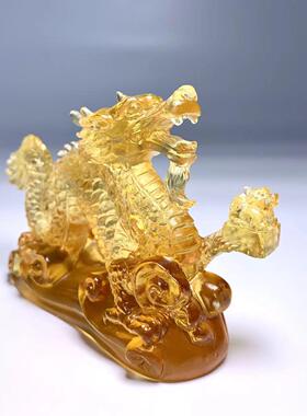 古法琉璃水晶龙摆件招财高档客厅开业乔迁生日礼物中式桌面结婚礼