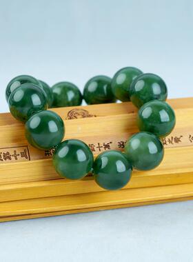 天然和田玉碧玉手串男款菠菜绿手链圆珠玉石手链串珠玉珠子单珠20