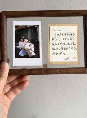 时几初 高级感实木拍立得透明相框diy照片定制情侣纪念礼物材料包