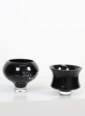 民插花玄关琉璃轻玻璃花迷你客厅瓶黑色高级宿摆件感现代奢小花器