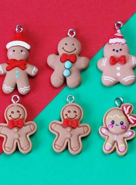 10pcs Christmas Gingerbread Man Biscuits Charms Resin Cookie