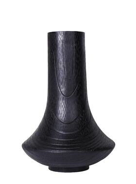 现代简约黑色木纹树脂花器 创意轻奢花瓶客厅样板间玄关干花插