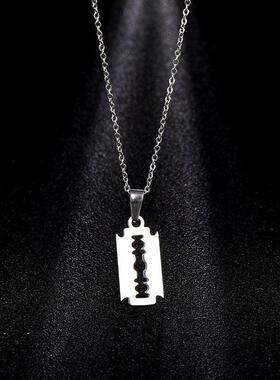 不锈钢安全刀片剃刀吊坠项炼朋克嘻哈