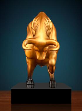 铜牛摆件招财牛势如虹客厅玄关办公室华尔街装饰乔迁开 业商务送