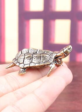 黄铜乌龟手件长物寿龟复古老家件长寿龟富甲天下居装饰把桌面茶宠