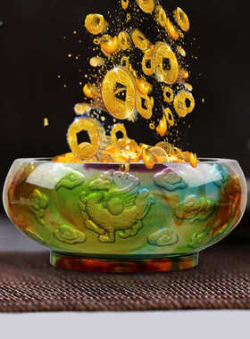 锋明古法琉璃四神兽聚宝盆摆件工艺品招财家居装饰品店铺开业礼品