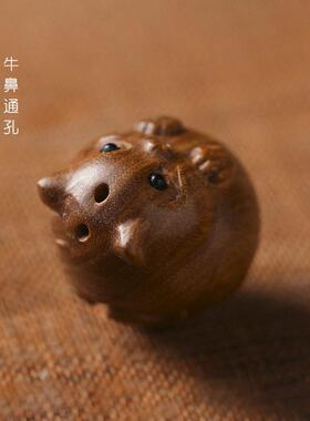 新款直销绿檀木/檀香木质圆润可爱仓鼠背后可爱小翅膀手机钥匙挂