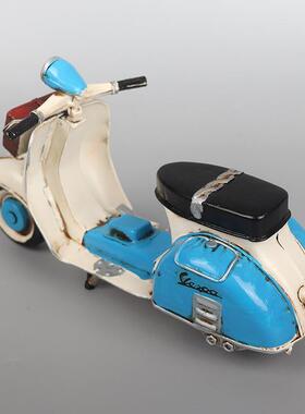 怀旧小踏板摩托车模型摆件复古手工艺品创意房间橱窗柜桌面小摆件