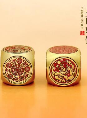 旋转六面转转手把件福禄寿喜财神爷招财摆件神像工艺品摆摊小件