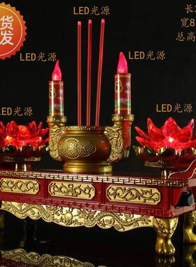 LED插电蜡烛台拜神佛前供灯观音灯家用关公莲花灯供佛台电子香炉
