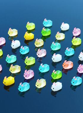 夜光小兔子摆件可爱公仔玩偶仿真模型桌面装饰儿童迷你发光玩具