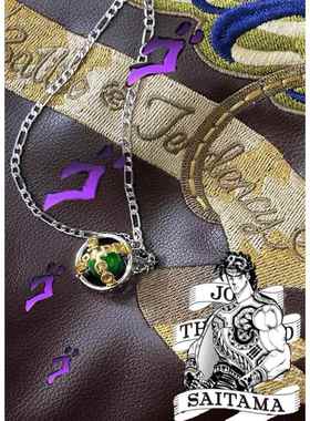 二次元铁球回旋绿色珐琅可转动球形动漫生日礼物中长款项链