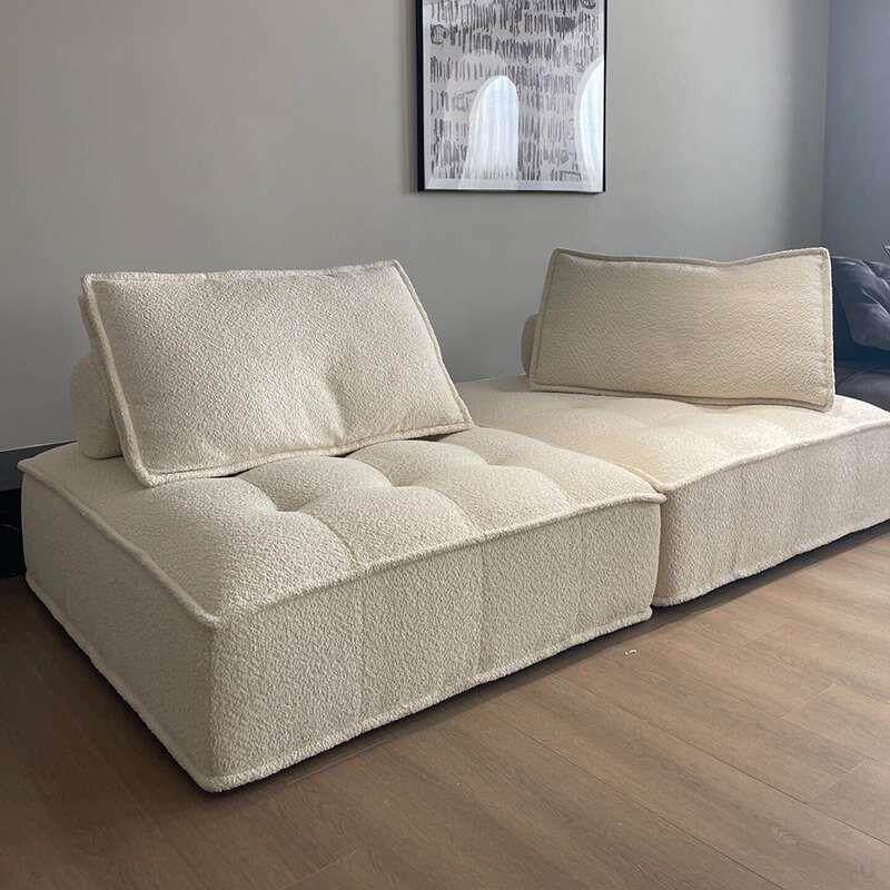 Internet celebrity tofu square straight small sofa combination single Italian minimalist small apartment living room fabric lazy sofa