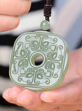 和田玉貔貅玉吊坠挂件平an扣吊坠四方神兽皮丘玉坠玉佩玉器珠宝