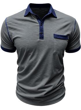 Large color cotton short sleeved T-shirt for men, round