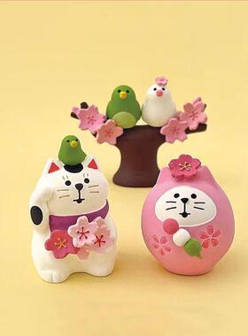 日K式131咪 可爱2025花ZAKA樱花INS潮玩猫公仔DIY树脂工赏艺品小