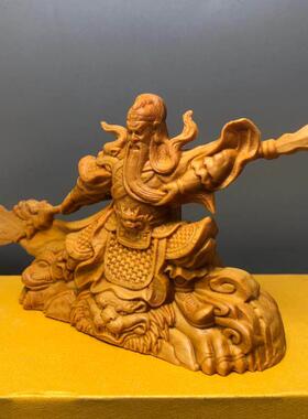崖柏木雕刻汽车摆件关公关二爷中控车载车内饰品装饰实木手工艺品