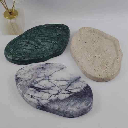 米黄洞天然大理石云朵托盘设计摆件家居珠宝首饰收纳盘装饰饰盘 - 图1