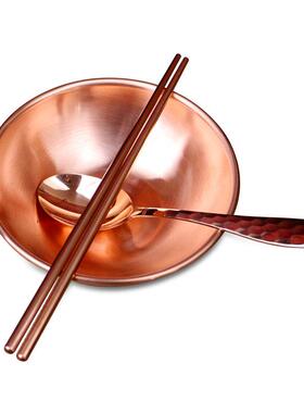 铜碗纯铜碗餐具家用饭碗铜勺铜筷子紫铜茶杯铜碗筷套装白癜克星风