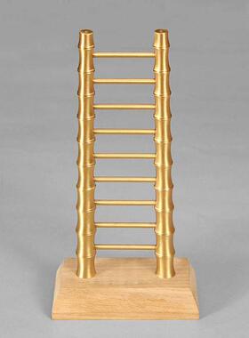 黄铜竹梯步步高升新居入宅开业客厅小梯子摆件乔迁之喜装饰品
