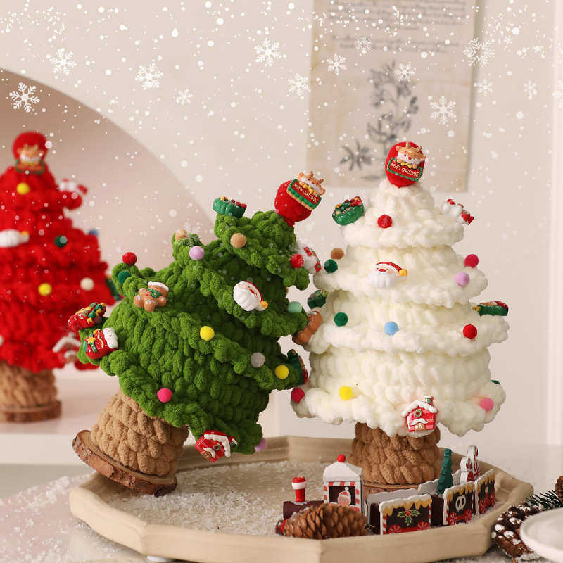 编织创意成品圣诞礼品桌面节日礼品毛线摆件圣诞树装饰纯手工摆设,淘宝优惠券,粉丝福利购,淘宝优惠卷