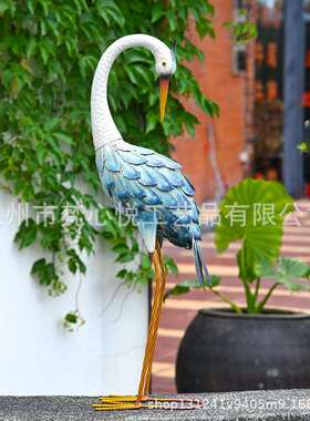 铁艺庭院仙鹤摆件花园民宿酒店门口铁艺工艺品动物雕像摆件