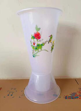 圆形大塑料花瓶唤醒花盆吸塑桶客厅展示田园风格简单六角形玻璃花