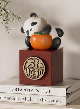 玄关电视酒柜装饰品熊猫摆件现代轻奢节节高升可爱三件套治愈熊猫