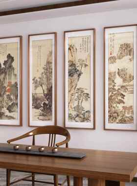 梅兰竹菊四联组合画新中式客厅装饰画沙发背景墙壁画书房茶室挂画