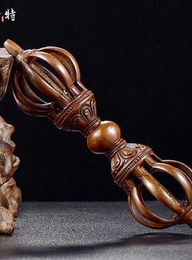 欧斯特 尼泊尔手工九股五股金刚宝杵手把件 紫铜做旧佛具用品摆件