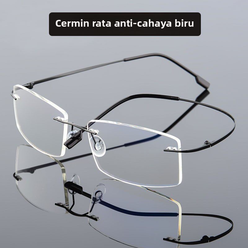 Genuine anti-blue light flat mirror light mirror memory gold rimless eyeglasses for men and women with no degree of number of eyes and radiation protection glasses can be matched