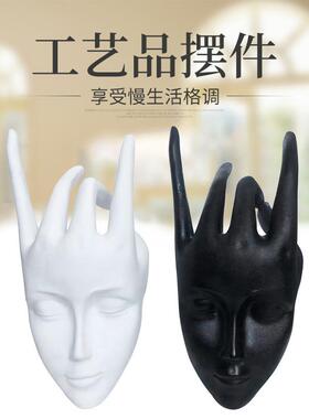 客厅家居装饰品手指摆件树脂工艺品电视柜桌面人物人脸摆饰雕像