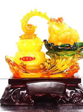 源创聚意家居摆件开树脂工艺品仿玉摆件财滚滚摆件业宝1盆装饰