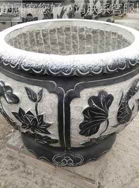 石雕鱼鱼缸石头花盆水水槽仿流古青43601石缸户外养池水盆庭院石