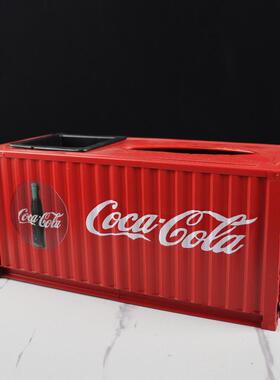 集箱巾盒美式创意纸复古抽纸盒手工抽铁艺货柜造1017集装型装纸盒