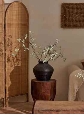 宋代审美花瓶饰品，模拟干花，马桑果花束，入口大厅，客厅，干花