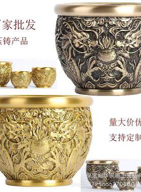 厂家二龙吸米缸铜缸龙纹缸龙缸量大价优家用铜摆件