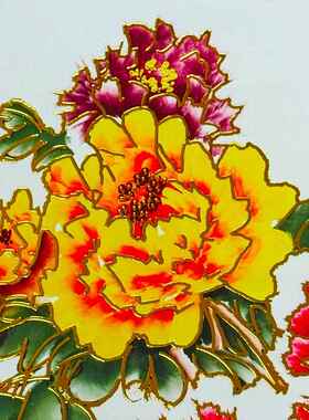 描金浮雕花开富贵国画牡丹花挂画中式客厅沙发背景墙装饰2025新款