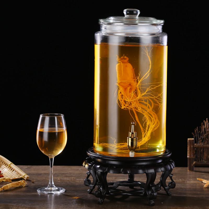 Thickened glass soaking wine bottle with faucet 10kg 20kg household home brewed soaking wine glass bottle soaking wine jar wine tank