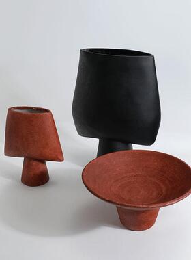 现代简约树脂形花器花GD-H293瓶样板间民宿餐客厅厅饰桌面扁花插