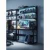 Vertical hole plate storage rack floor-standing e-sports room decorative metal storage rack without punching computer desktop transformation