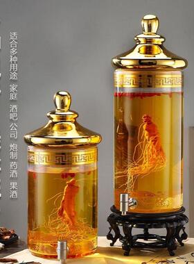 2025新款热销泡酒酒瓶酒坛子密封人参酒瓶泡酒玻璃瓶带龙头高硼ァ