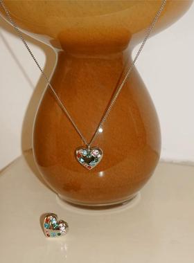 想象爱心【怦怦彩钻】挂坠锁骨链简约小众配饰项链/开口爱心戒指