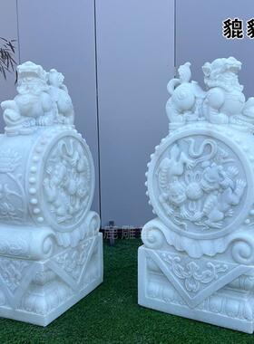 石雕门墩抱鼓石汉白玉石小象门墩一对青石貔貅门墩石家用门口摆件