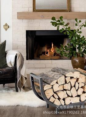 跨境室内户外壁炉工具燃烧柴火架木柴堆放储木架整理摆放收纳铁架