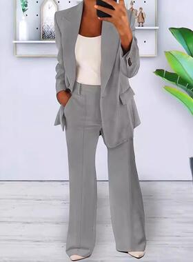 Women's Plus Size Casual Blazer Set