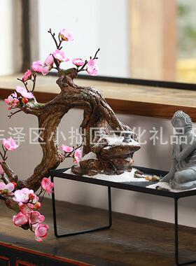 XM190801创意玄关店组铺摆设禅意式仿中真梅花树枫树微景观盆合景