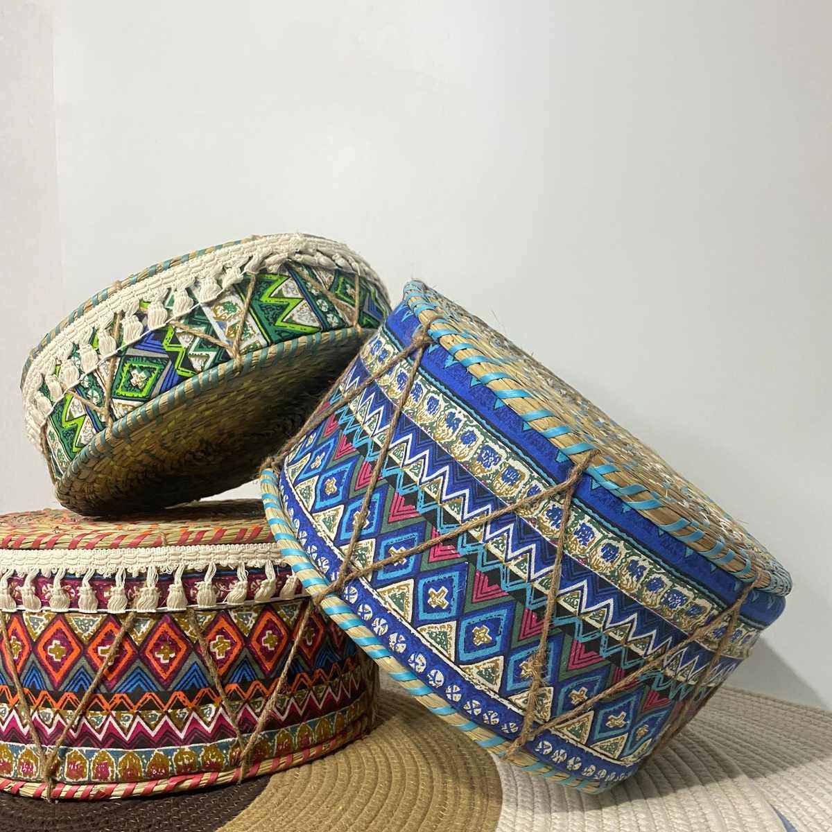 矮凳民族风布艺草编居家编织蒲团坐垫换鞋凳实心凳子榻榻米矮凳,淘宝优惠券,粉丝福利购,淘宝优惠卷