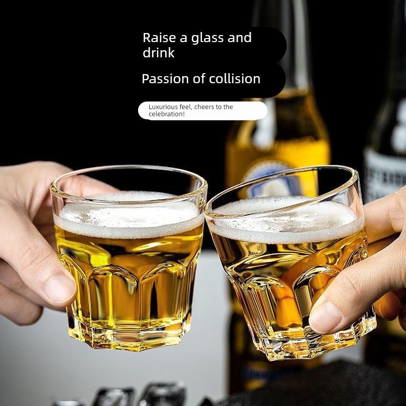 亚克力塑料啤酒杯KTV酒吧家用餐厅杯子PC防摔加厚酒杯透明八角杯 - 图0